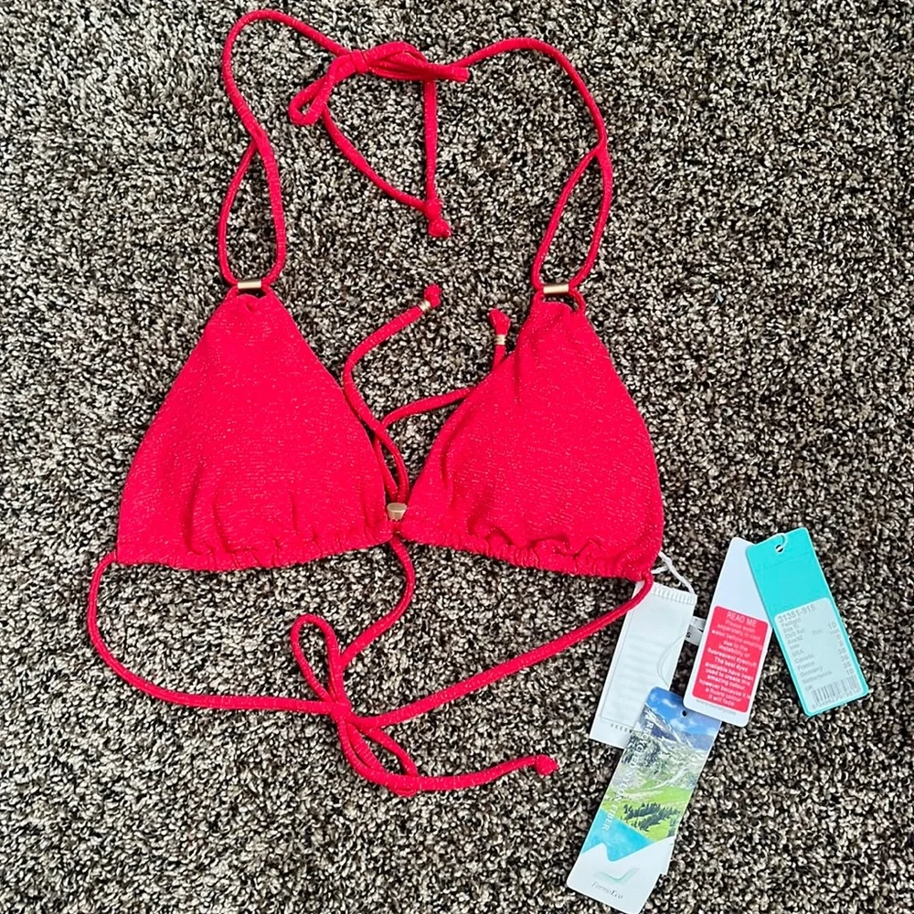 Seafolly Red Shimmer Bikini Top, NWT